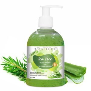 Kayamaya Tea Tree Body Wash with Aloe Vera, Eucalyptus & Peppermint Oil – Refreshing & Hydrating Body Cleanser for All Skin Types, 300ml
