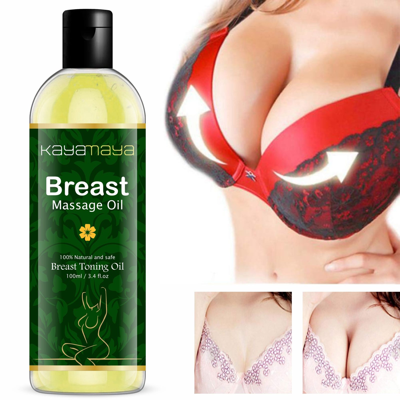 Kayamanaya Breast Massage Oil 100ml | Natural Breast Toning & Massage Oil for Women | Nourishes, Moisturizes & Softens Skin