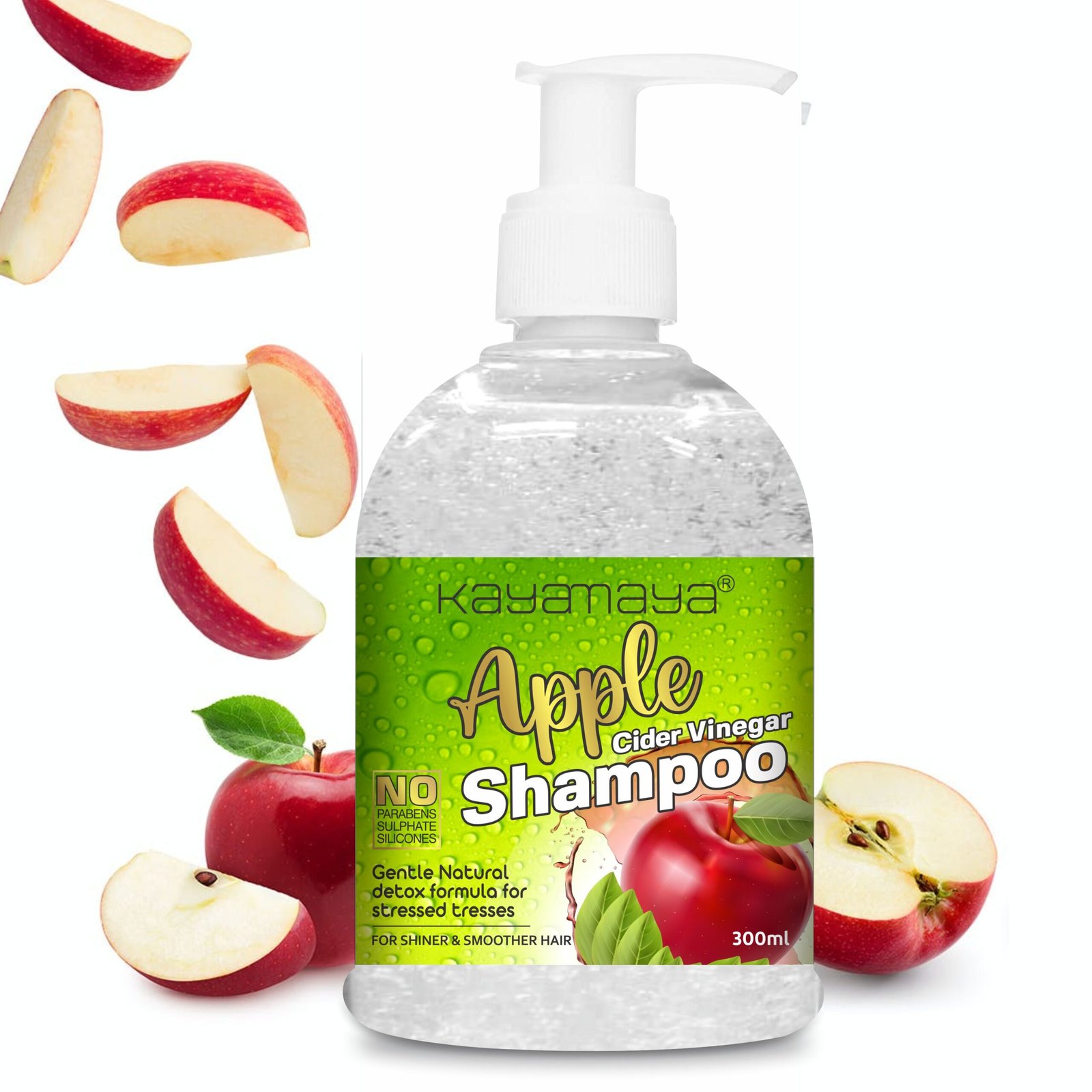 KayaMaya Apple Cider Vinegar Shampoo 300ml – Deep Cleansing & Moisturizing Shampoo for Shiny, Smooth Hair | Sulphate, Paraben & Silicone Free