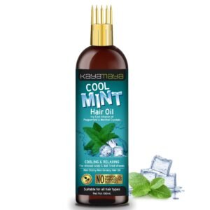 Kayamaya Cool Mint Hair Oil with Peppermint & Menthol Crystals – Cooling & Relaxing Scalp Massage Oil, Non-Sticky & Non-Greasy, All Hair Types, 100ml