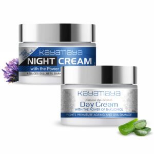 Kayamaya Natural Age Control Day & Night Cream Combo with Bakuchiol – Anti-Ageing Face Cream Set, 50g Each