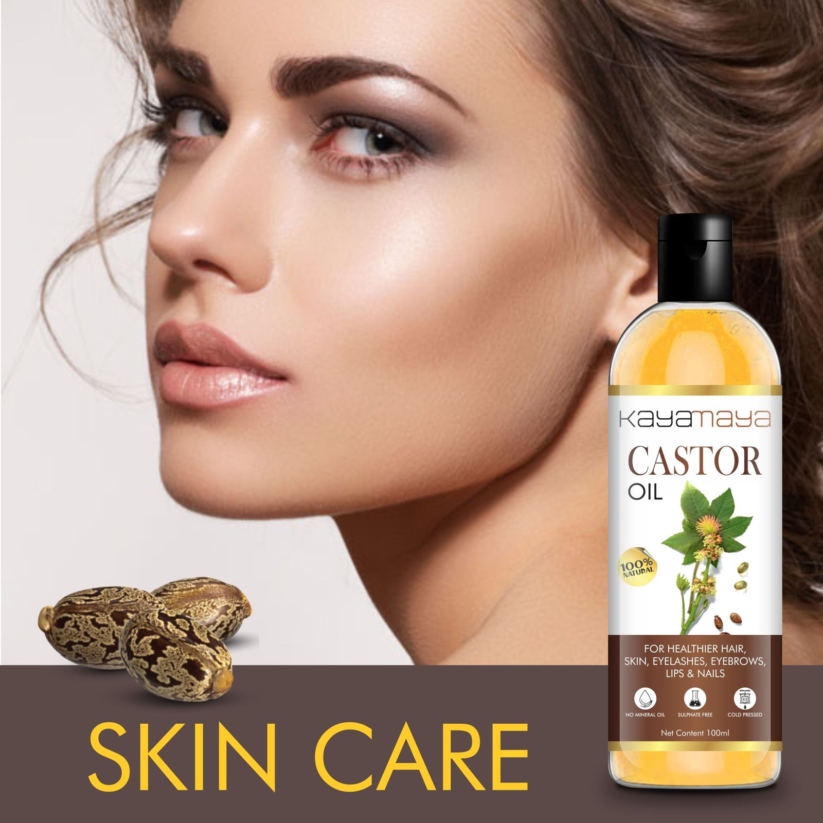 Kayamaya 100% Natural Cold Pressed Castor Oil for Hair, Skin, Eyelashes, Eyebrows, Lips & Nails | Pure, Raw & Unrefined | Mineral Oil & Sulphate Free | 100ml - Image 2