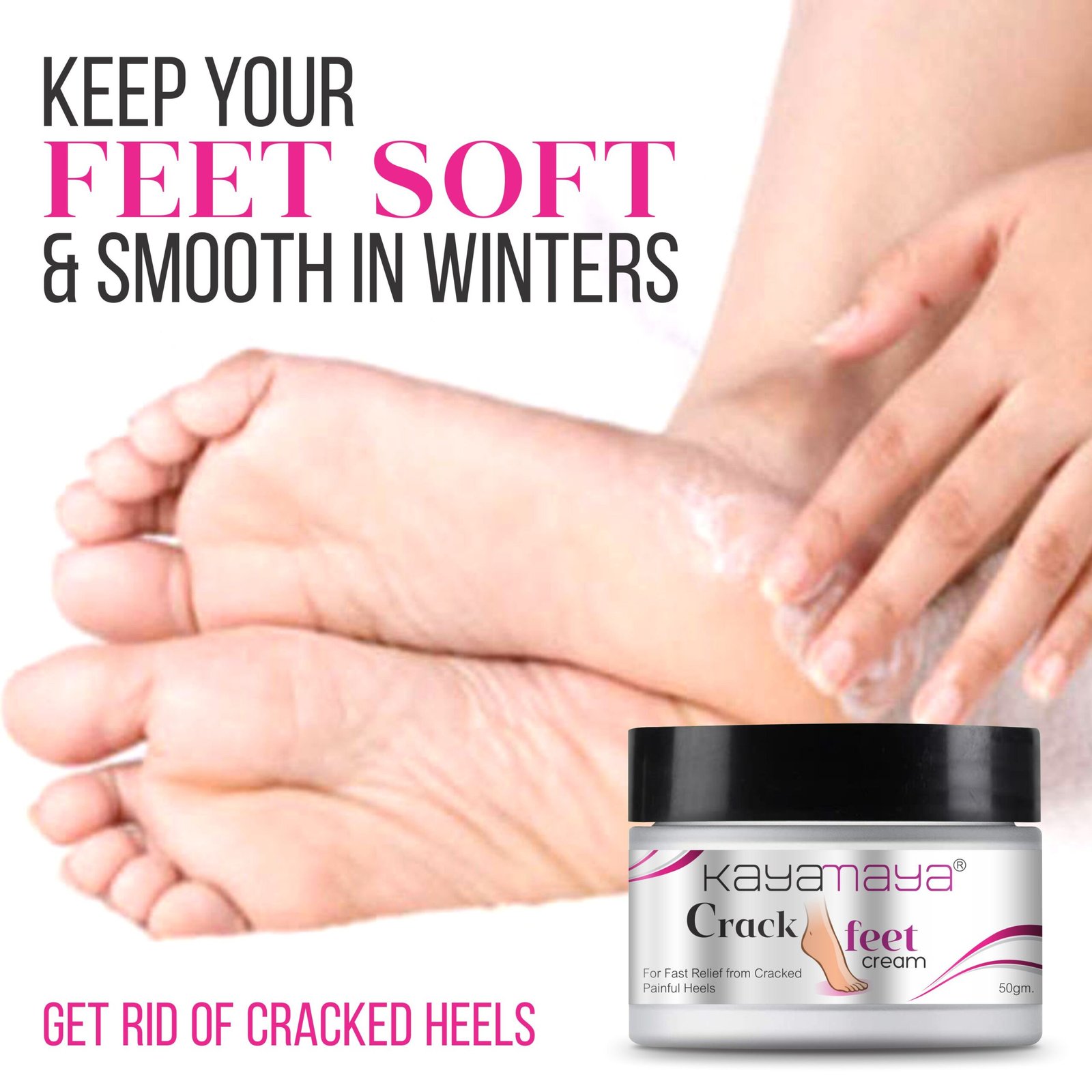 Kayamaya Crack Feet Cream for Cracked Heels – Deep Moisturizing Foot Cream for Dry, Rough, Hard & Callused Skin | Soft & Smooth Feet Care, 50g - Image 2