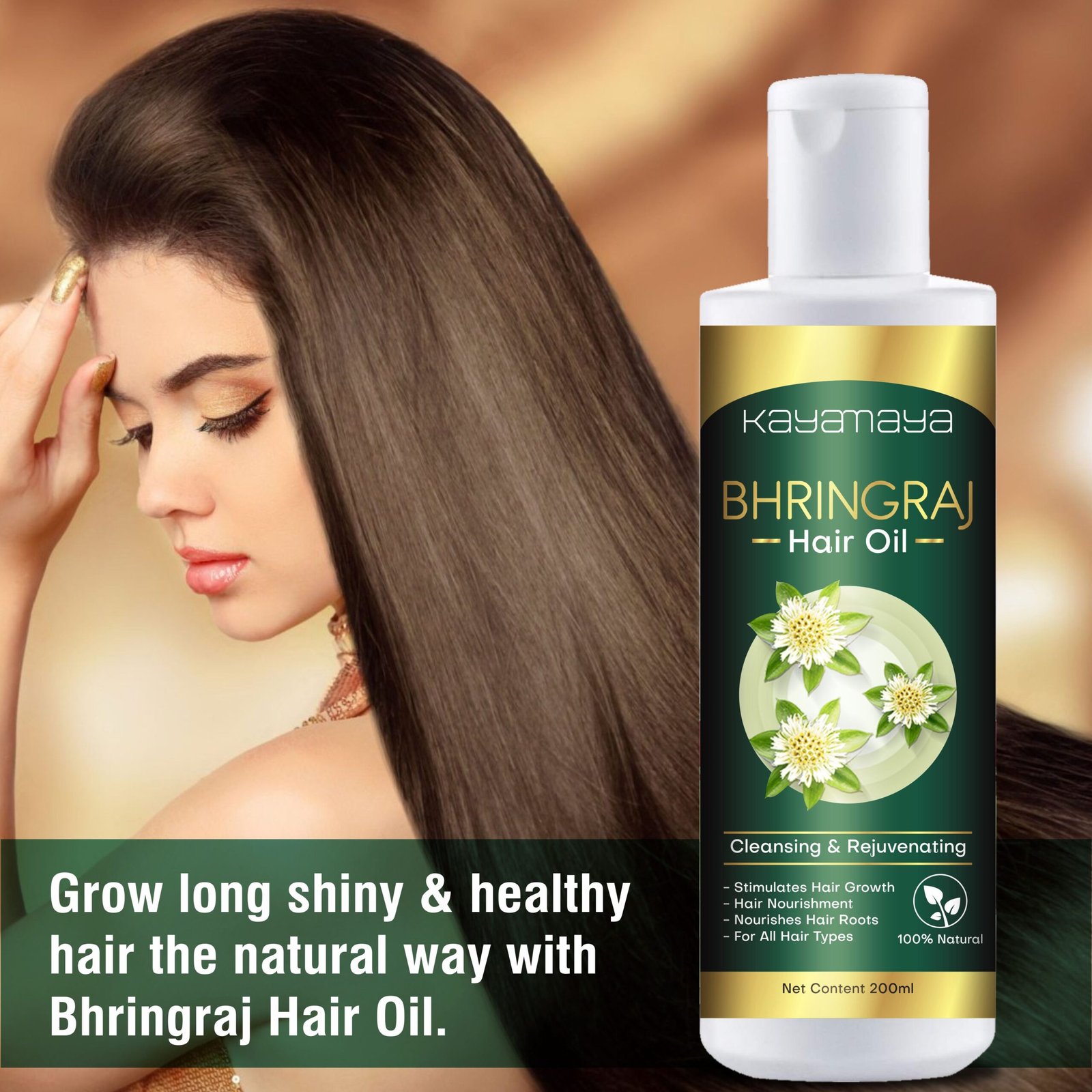 KayaMaya Bhringraj Hair Oil 200ml – Natural Nourishing Hair & Scalp Oil for Stronger, Thicker & Healthy-Looking Hair - Image 3