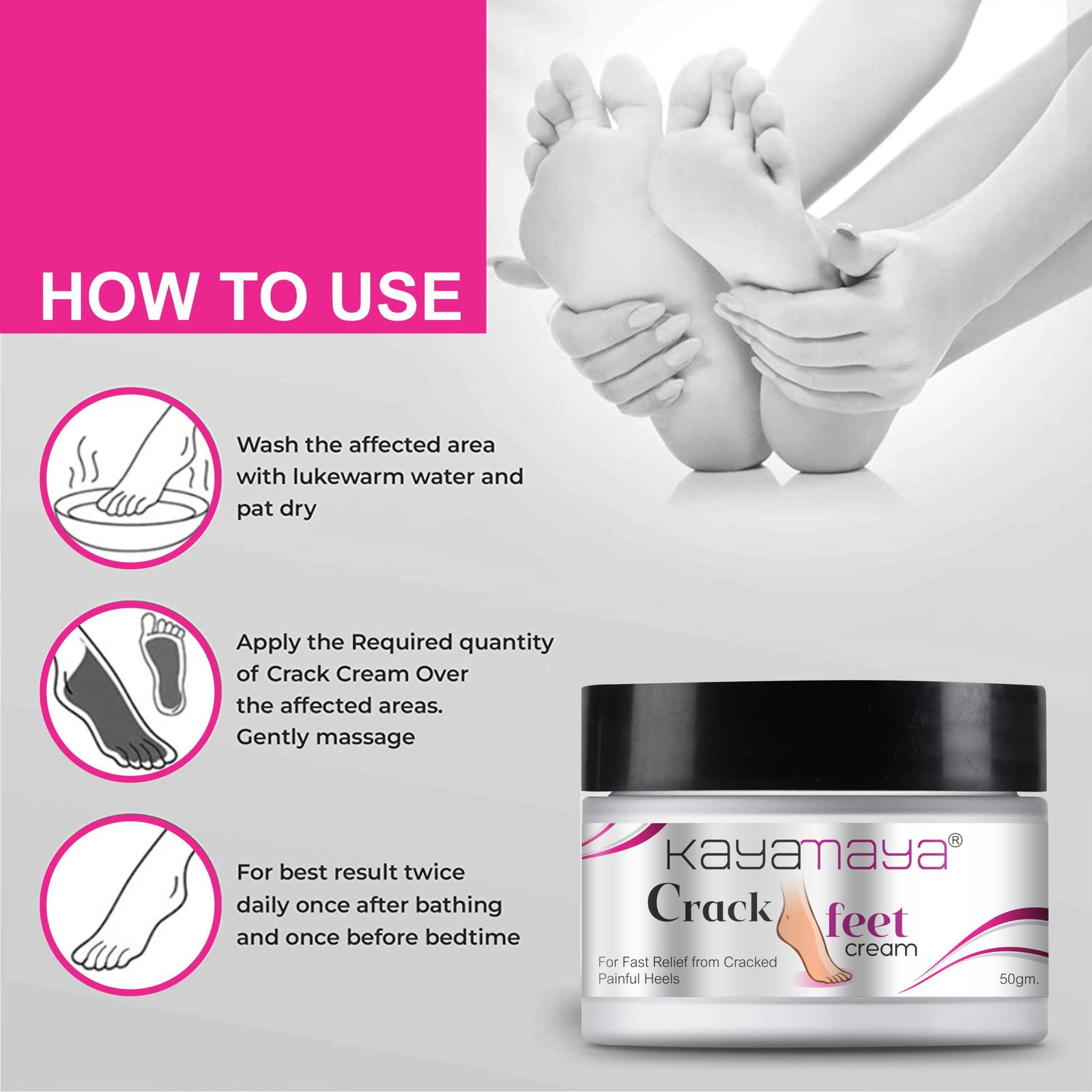 Kayamaya Crack Feet Cream for Cracked Heels – Deep Moisturizing Foot Cream for Dry, Rough, Hard & Callused Skin | Soft & Smooth Feet Care, 50g - Image 5