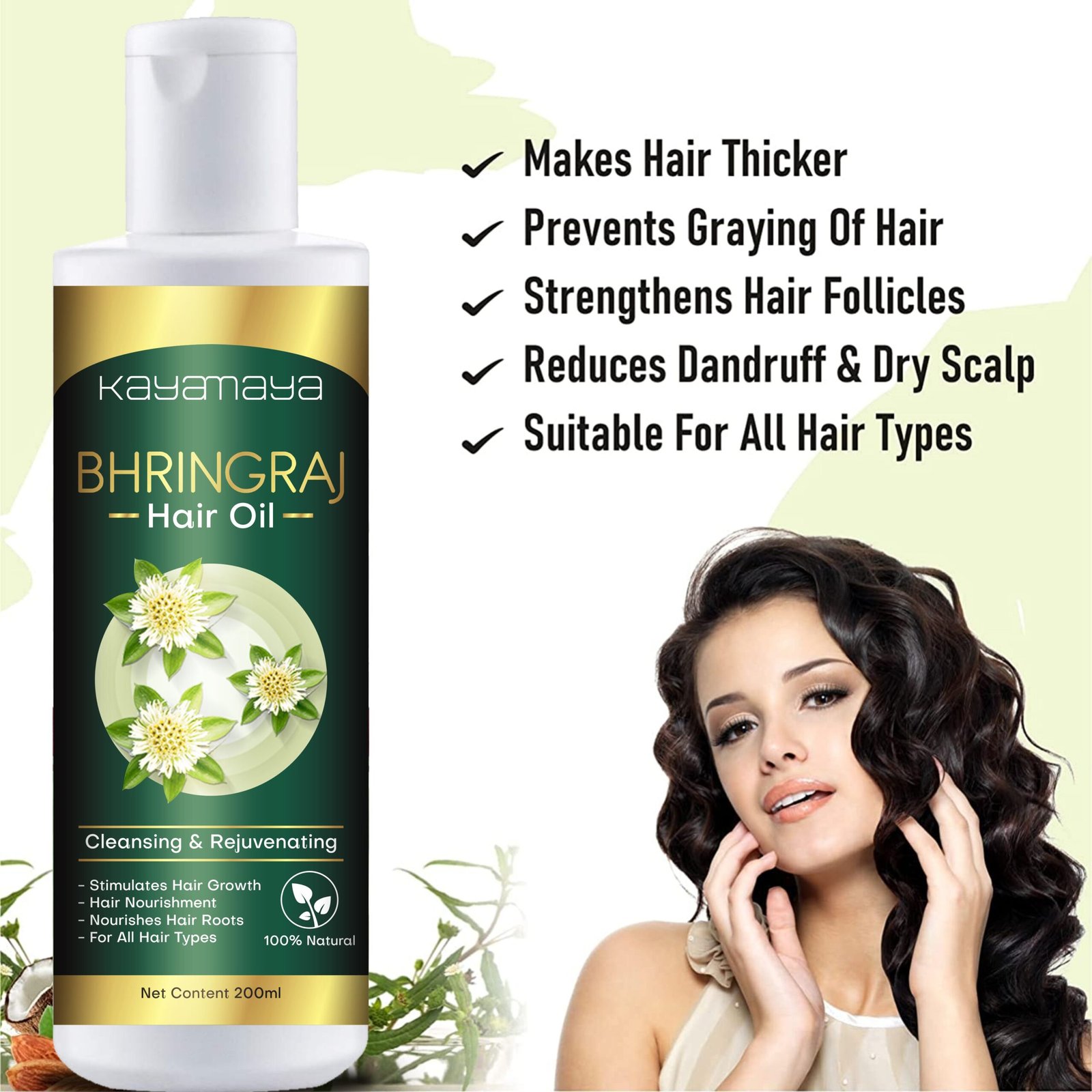 KayaMaya Bhringraj Hair Oil 200ml – Natural Nourishing Hair & Scalp Oil for Stronger, Thicker & Healthy-Looking Hair - Image 5