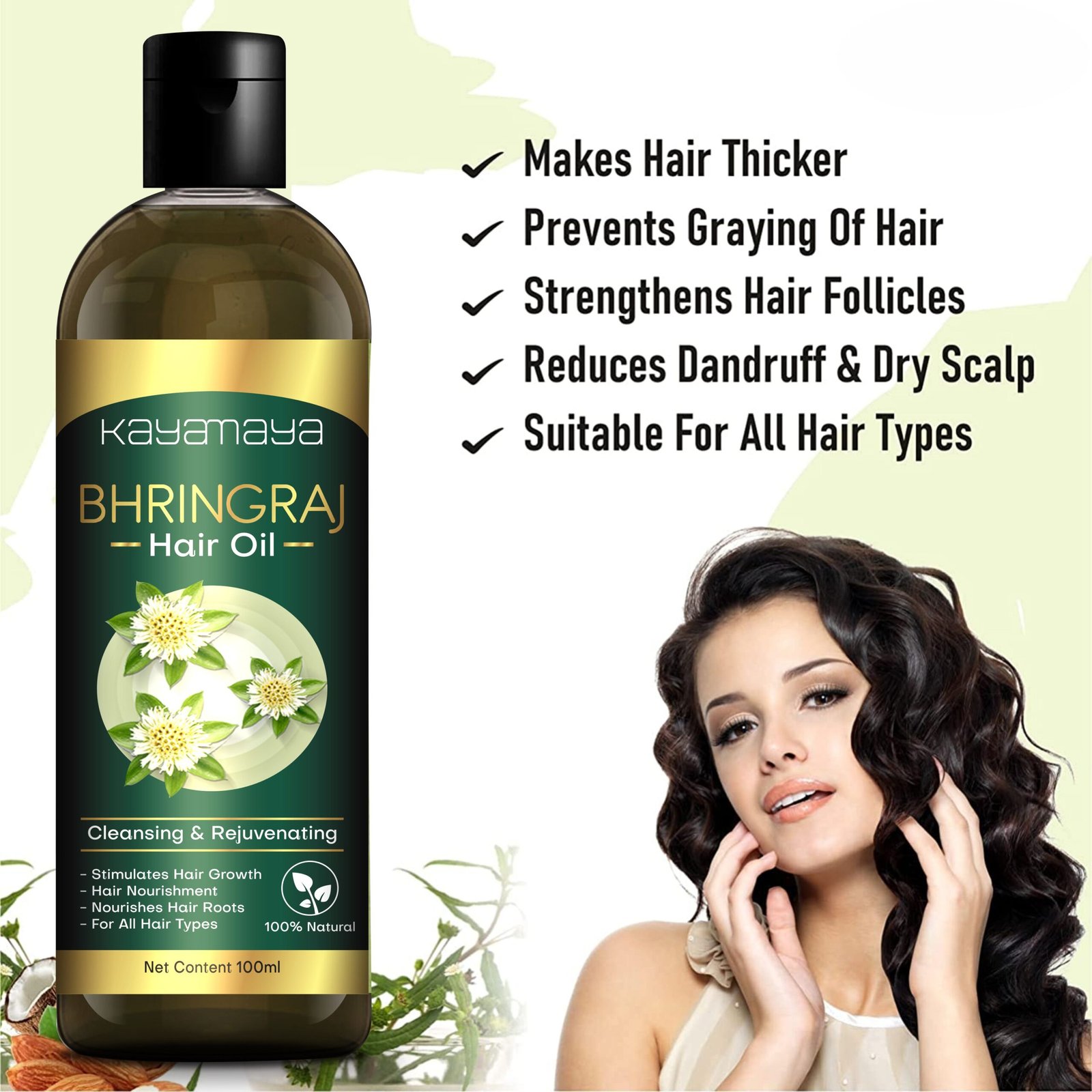 KayaMaya Bhringraj Hair Oil 100ml – Natural Nourishing Hair & Scalp Oil for Stronger, Thicker & Healthy-Looking Hair - Image 5