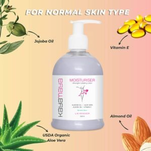 KayaMaya Lavender Moisturiser 300ml – Ultra-Light Hydrating Hand & Body Lotion with Aloe Vera, Almond Oil, Jojoba Oil & Vitamin E for Normal Skin