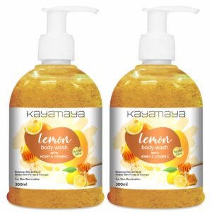 KayaMaya Lemon Body Wash 300ml with Honey & Vitamin C – Brightening, Hydrating Shower Gel for Soft & Radiant-Looking Skin (Pack Of 2)