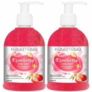 Kayamaya Strawberry Body Wash with Strawberry & Chamomile, Vitamin B3 – Hydrating Soap-Free Bath & Shower Gel, 300ml (Pack Of 2)