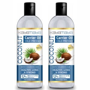 Kayamaya 100% Natural Cold Pressed Coconut Oil – Pure Unrefined Carrier Oil for Hair, Scalp & Skin | Mineral Oil & Silicone Free, 100ml (Pack of 2)