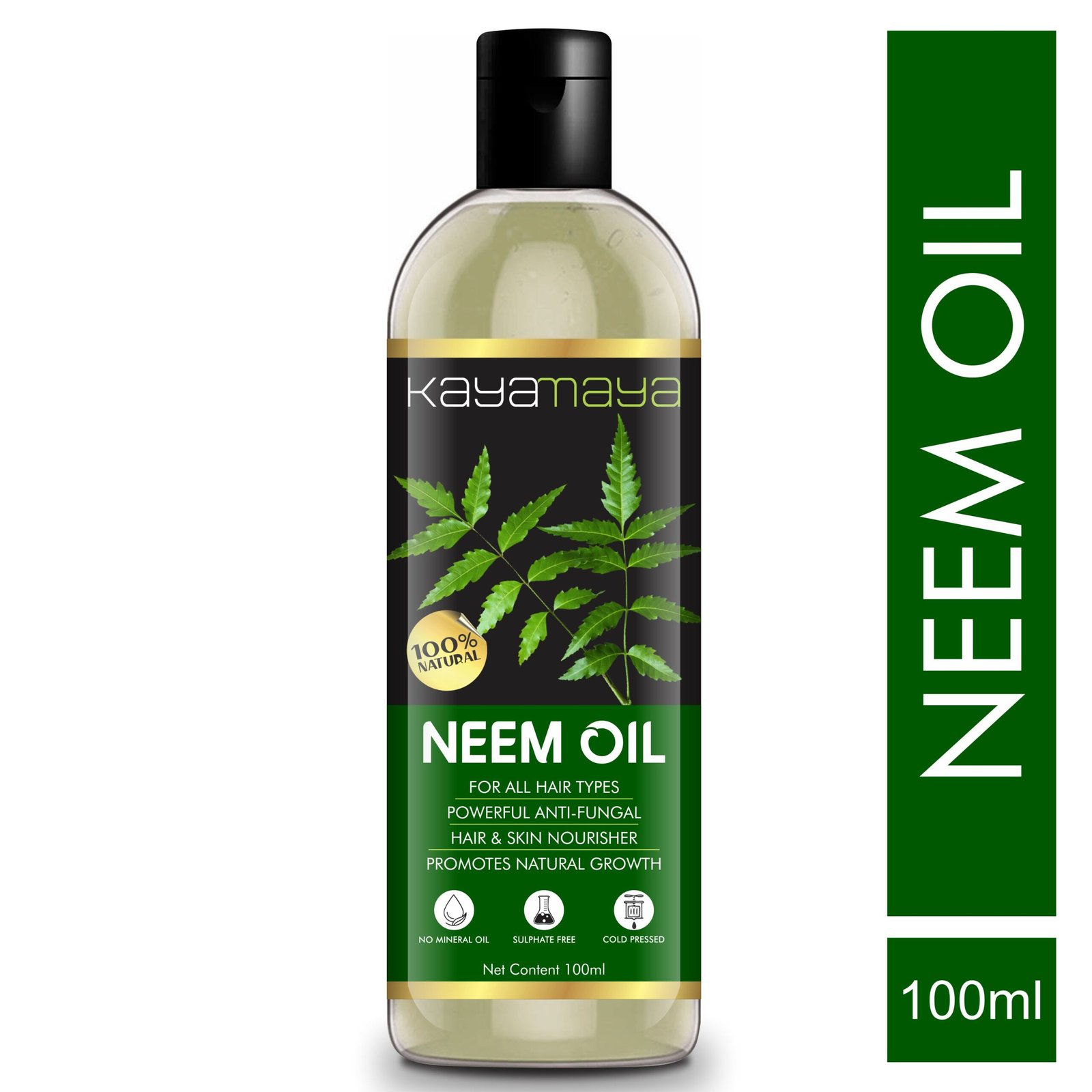 KayaMaya 100% Pure & Natural Neem Oil 100ml – Cold Pressed & Unrefined for Hair, Skin & Scalp Care