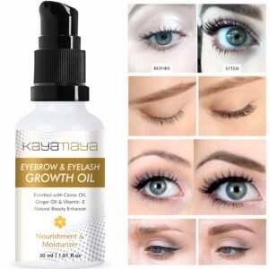 Kayamaya Eyebrow & Eyelash Growth Oil with Castor Oil, Ginger Oil & Vitamin E – Brow & Lash Serum for Fuller, Longer-Looking Lashes (30ml)