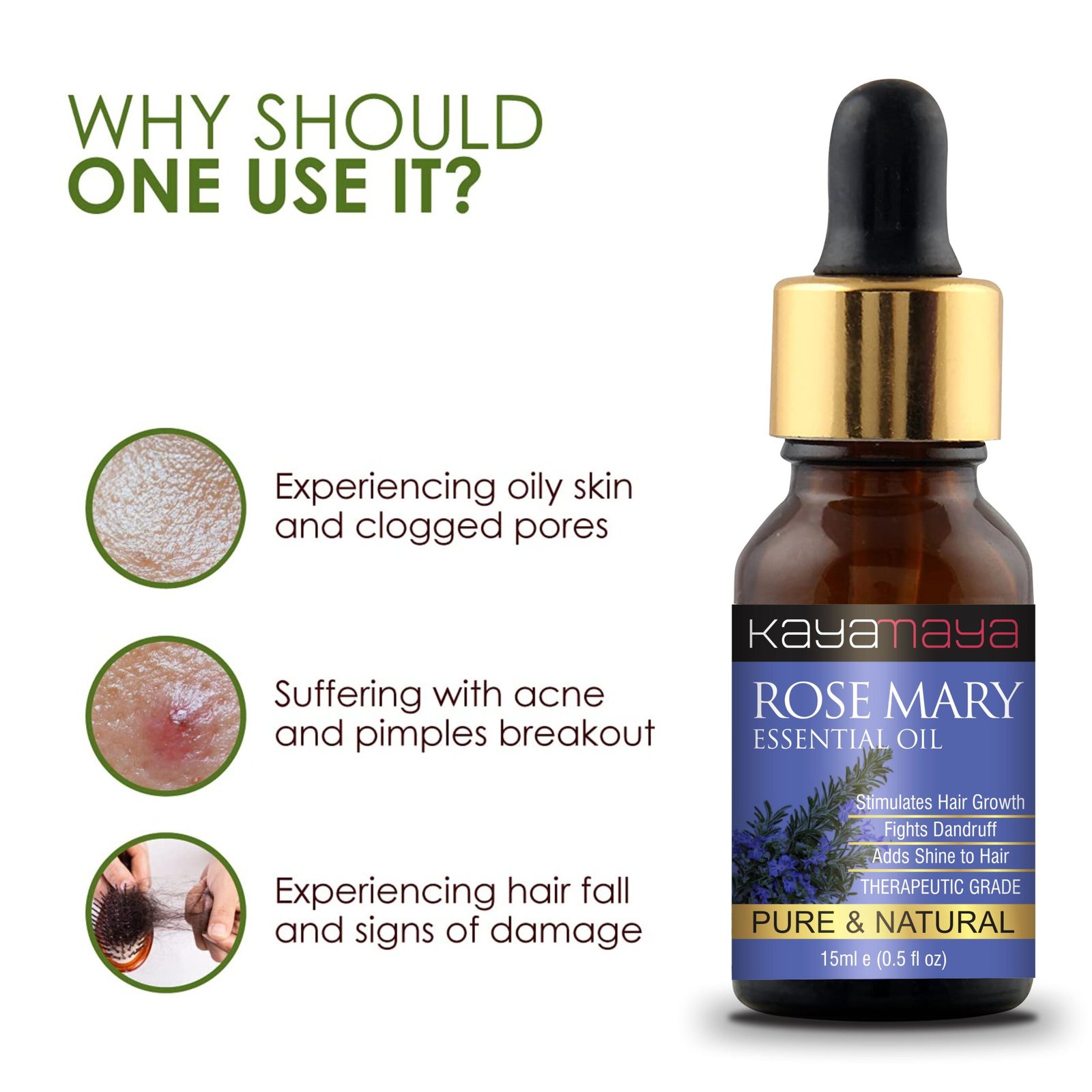 Kayamaya Rosemary Essential Oil 15ml – Pure & Natural Rosemary Oil for Hair, Skin, Scalp & Aromatherapy (Set of 2) - Image 3