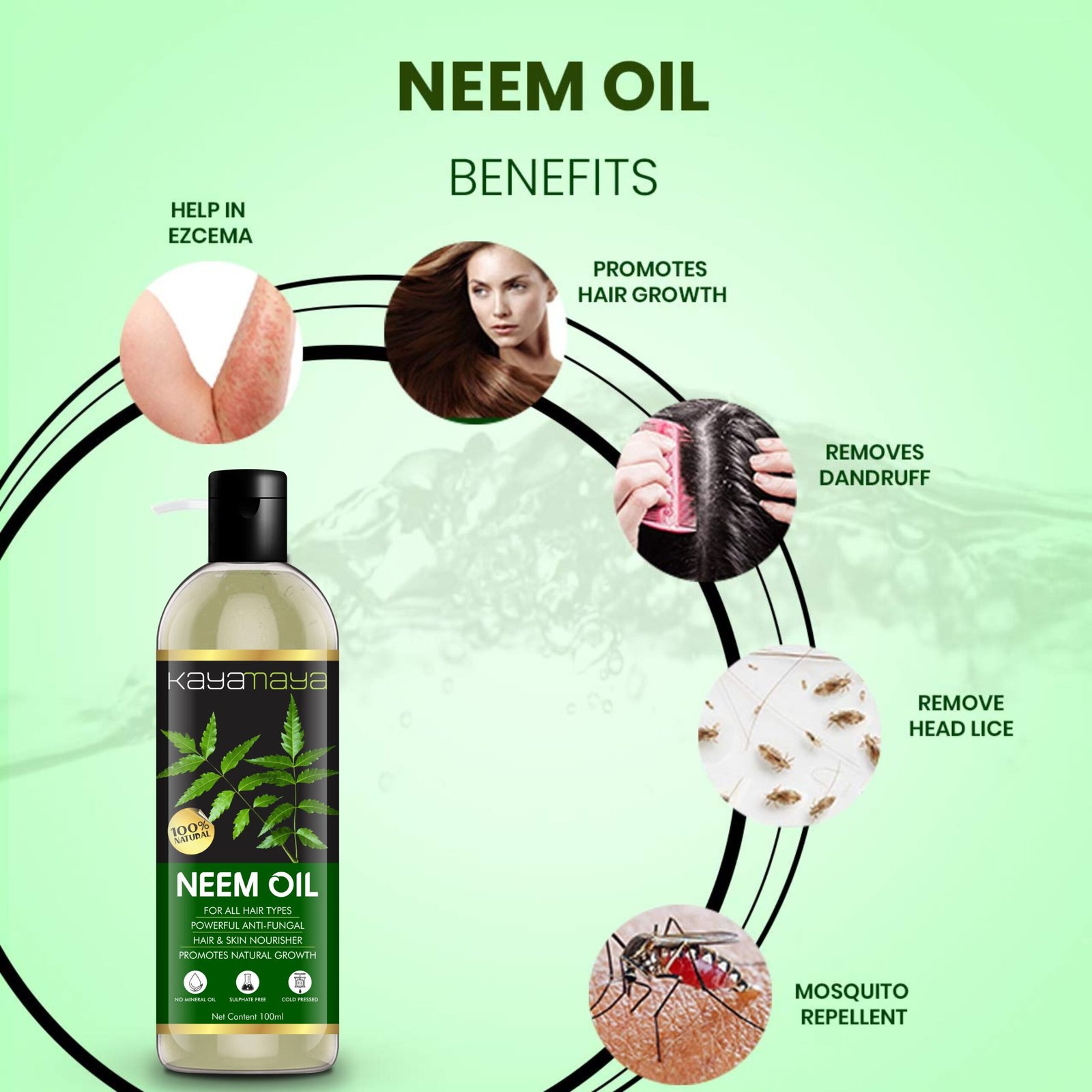 KayaMaya 100% Pure & Natural Neem Oil 100ml – Cold Pressed & Unrefined for Hair, Skin & Scalp Care (Pack of 2) - Image 5