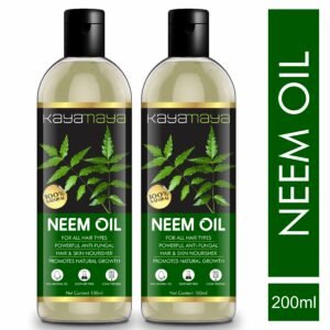 KayaMaya 100% Pure & Natural Neem Oil 100ml – Cold Pressed & Unrefined for Hair, Skin & Scalp Care (Pack of 2)