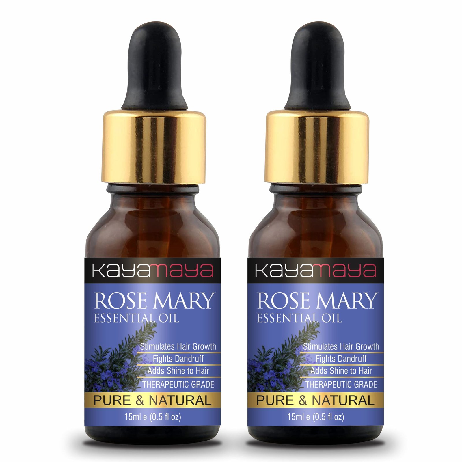 Kayamaya Rosemary Essential Oil 15ml – Pure & Natural Rosemary Oil for Hair, Skin, Scalp & Aromatherapy (Set of 2)