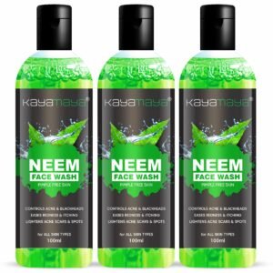 Kayamaya Neem Face Wash with Vitamin E – Purifying Cleanser for Pimples, Blackheads & Excess Oil, Vegan, All Skin Types, 100ml (Pack of 3)