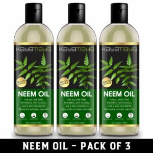 KayaMaya 100% Pure & Natural Neem Oil 100ml – Cold Pressed & Unrefined for Hair, Skin & Scalp Care (Pack of 3)