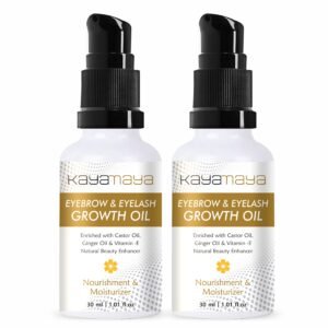Kayamaya Eyebrow & Eyelash Growth Oil with Castor Oil, Ginger Oil & Vitamin E – Brow & Lash Serum for Fuller, Longer-Looking Lashes -30ml (Pack of 2)