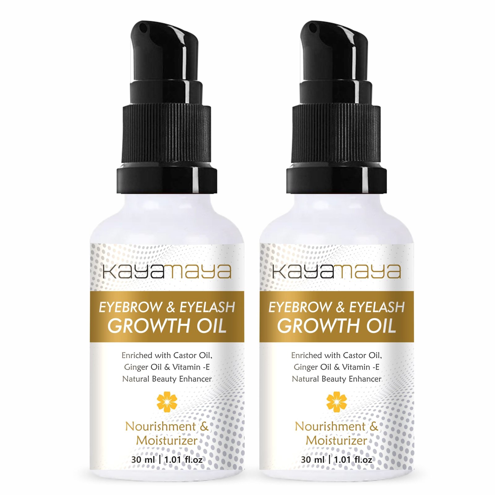Kayamaya Eyebrow & Eyelash Growth Oil with Castor Oil, Ginger Oil & Vitamin E – Brow & Lash Serum for Fuller, Longer-Looking Lashes -30ml (Pack of 2)
