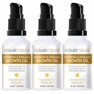 Kayamaya Eyebrow & Eyelash Growth Oil with Castor Oil, Ginger Oil & Vitamin E – Brow & Lash Serum for Fuller, Longer-Looking Lashes - 30ml (Pack of 3)